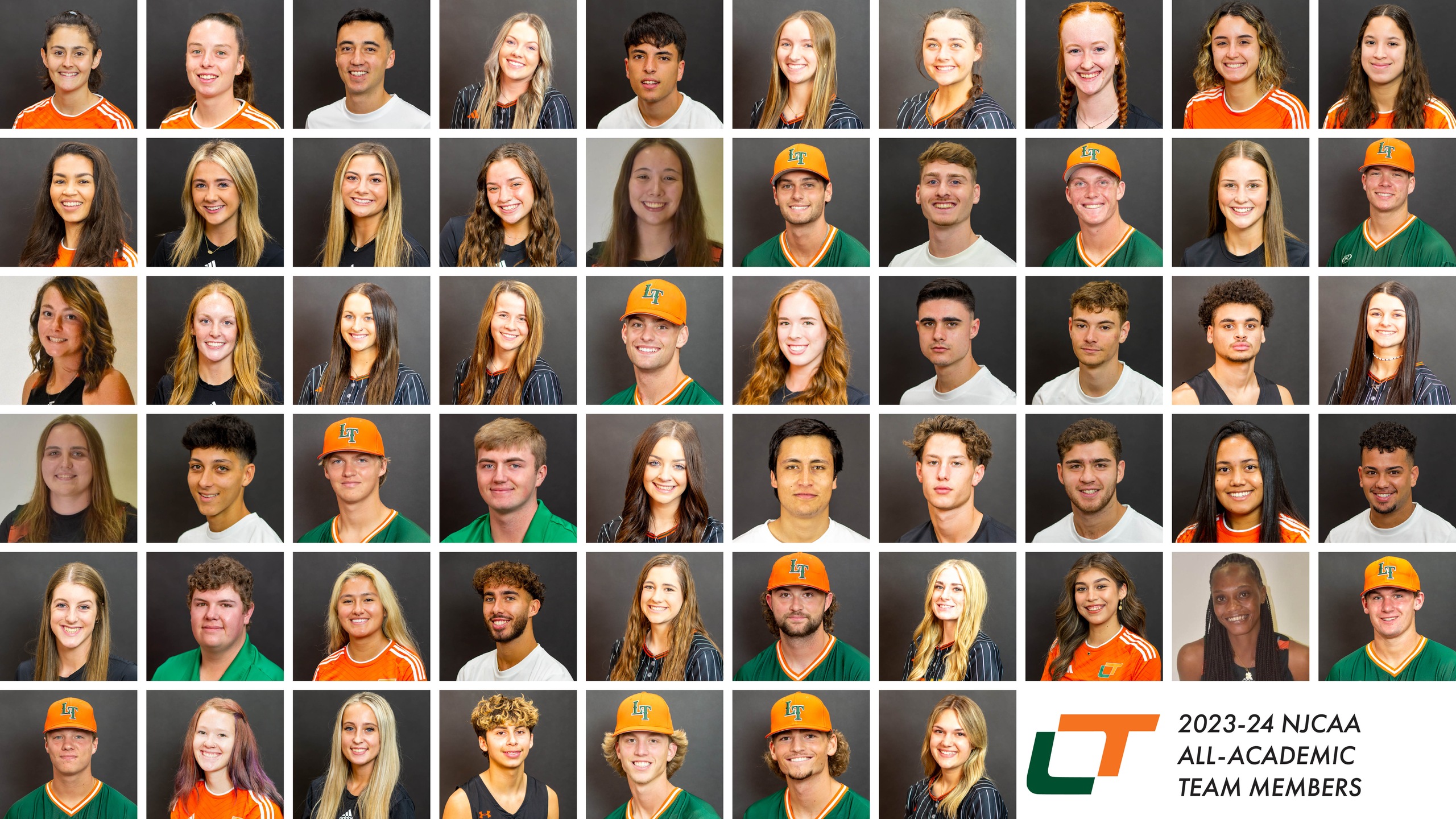 A composite photo of Lincoln Trail College's 57 All-Academic Team honorees.
