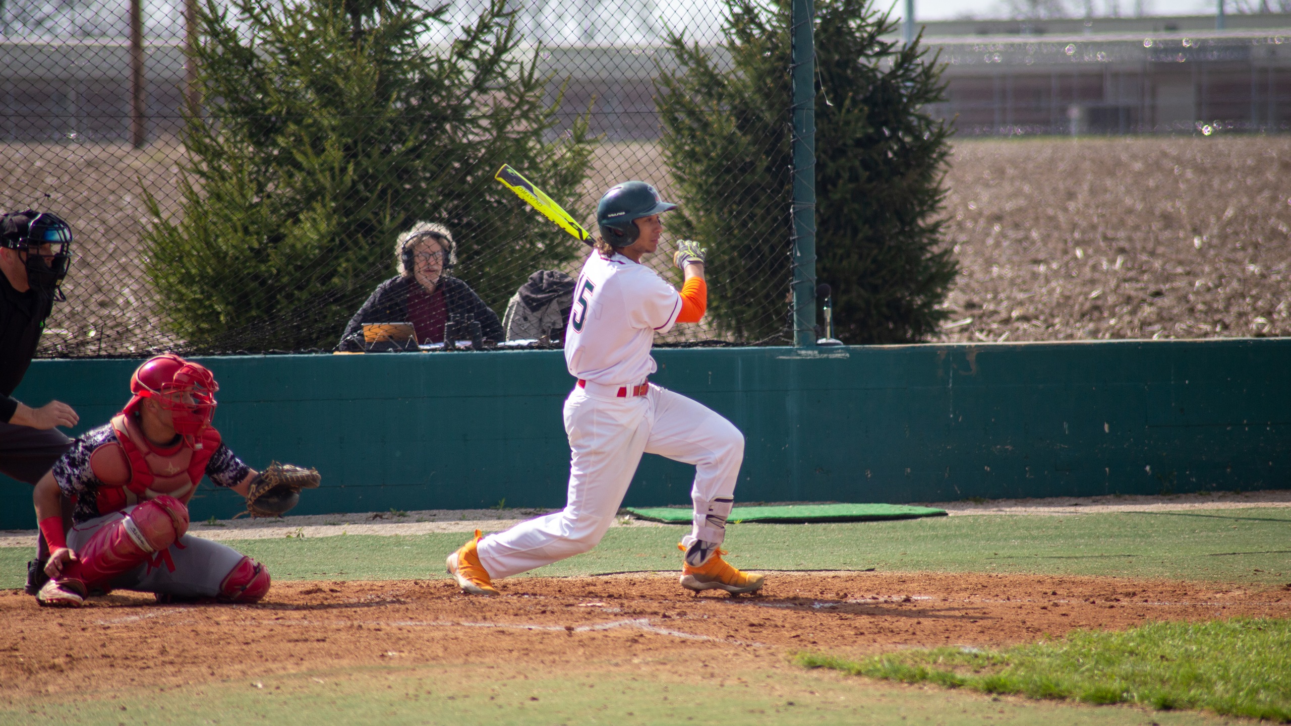 An image of Jordan Brewer getting a hit while at Lincoln Trail College.